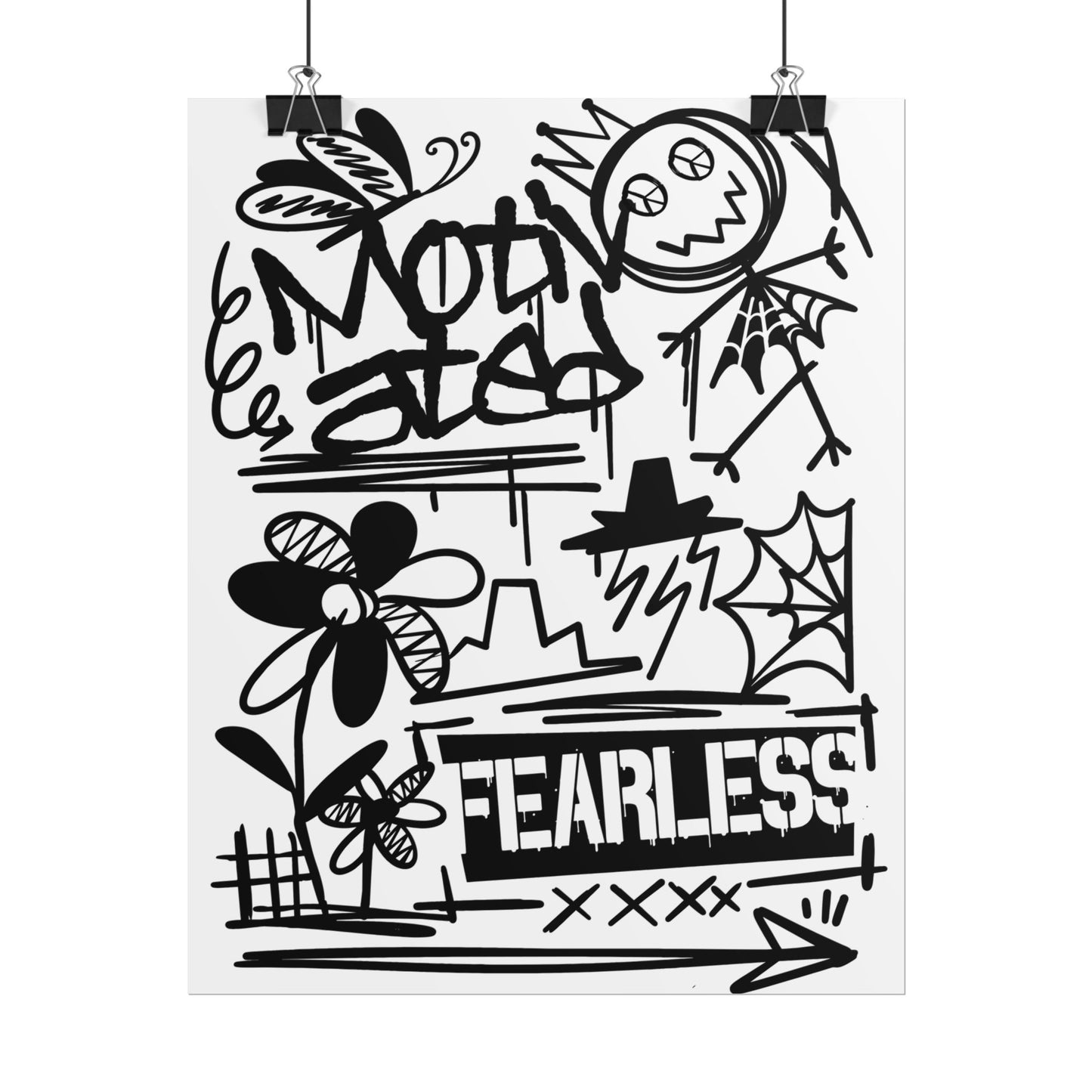 Fearless Motivational Wall Art, Inspirational Decor, Rolled Posters for Home or Office, Gift for Students, Encouragement Print